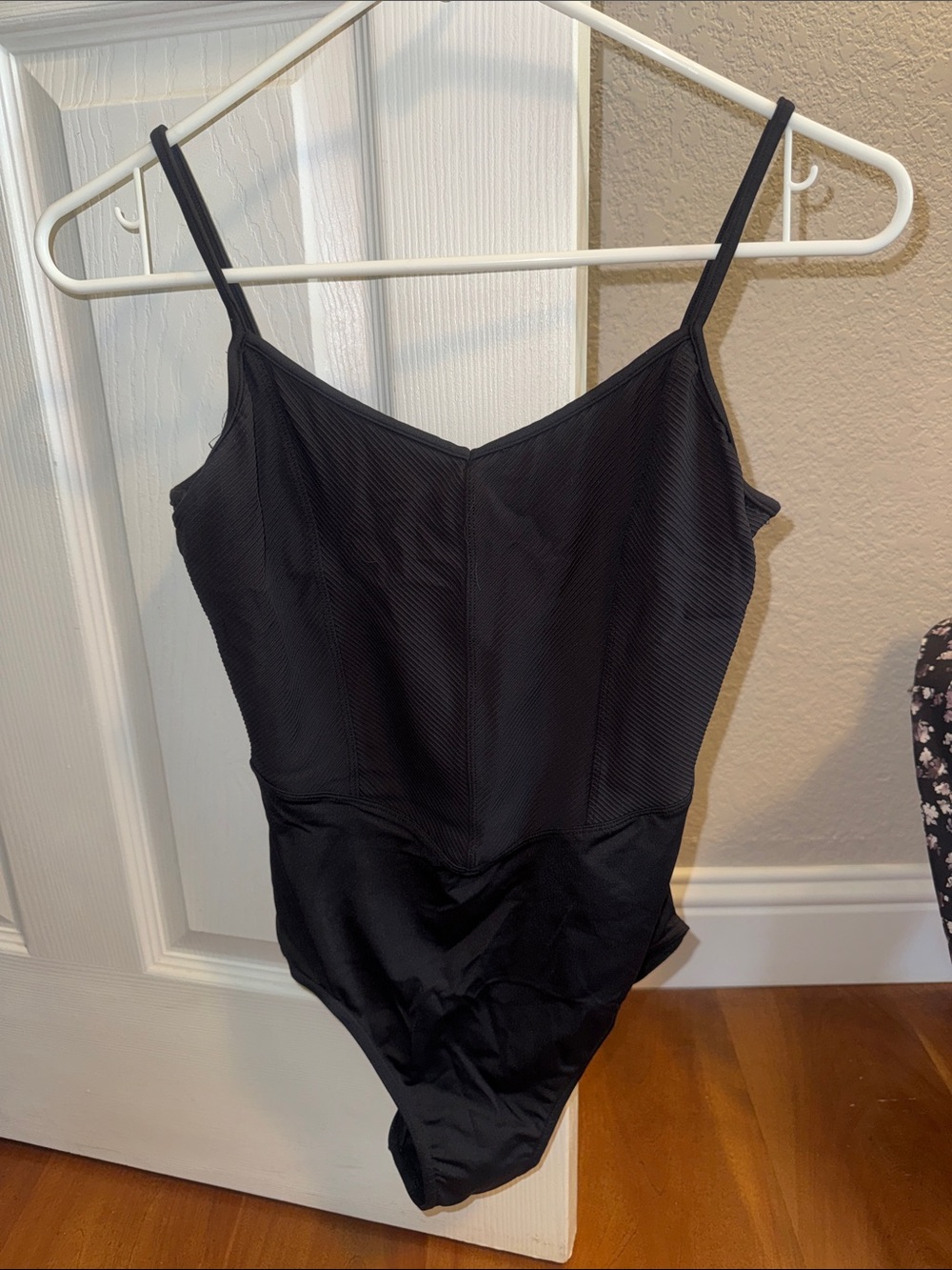 Mirella Black Grooved Leotard - L
